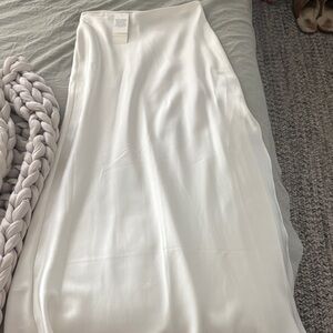 White Satin A-Line Skirt